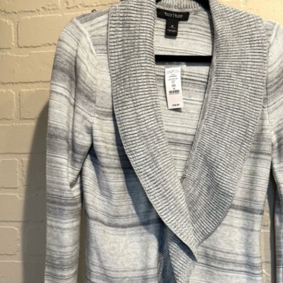 WHBM cardigan metallic gray fabric knit sweater medium NeW - Picture 3 of 6